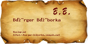 Bürger Bíborka névjegykártya