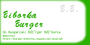 biborka burger business card